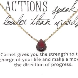 Garnet Tear Drop Necklace With Notecard | Motivational Gift | Support Gift